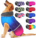 Dogcheer Warm Dog Coat, Waterproof Dog Winter Jacket Christmas Puppy Cold Weather Coats with Buckle, Reflective Adjustable Pet Snow Jacket for Small Medium Large Dogs - Gradient Blue-red, M