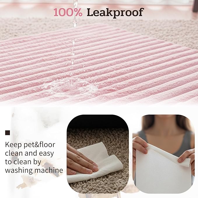 NWK Pack of 4 Fluffy Self Warming Cat Mat, Cat Blanket, Thermal Dog Mat, Washable, Non-Slip Bottom for Sofa & Crate & Kennel & Car Seat (Blush Pink, Small (19'' X 15'' X 0.7''))