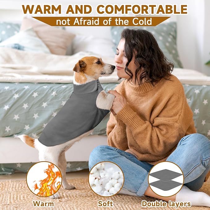 Fleece Dog Coat Pet Jacket Reflective for Cold Weather for Extra Large to Small Pets(Grey,M)