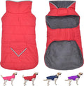 Dog Coat, Waterproof Dog Winter Jacket with Pocket, Reflective Adjustable Pet Snow Vest, Warm Cozy Fleece Sweater for Small Medium Extra Large Dogs - Red, 2XL
