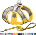 AIITLE Step in Dog Harness and Leash Set - Summer No Pull Escape Proof Harnesses with Soft Mesh and Reflective Bands, Adjustable Pet Outdoor Vest for Small and Medium Dogs Yellow M