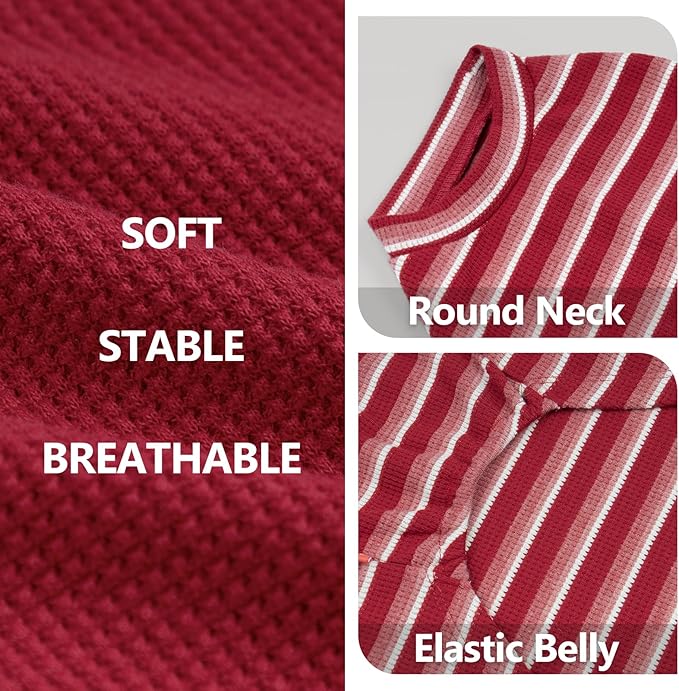 KYEESE 2Pack Waffle Dog Shirts for Small Dogs Stretchy T-Shirts Lightweight Tank Top Sleeveless Striped Vest Breathable Cat Tee, Medium, Red+Striped