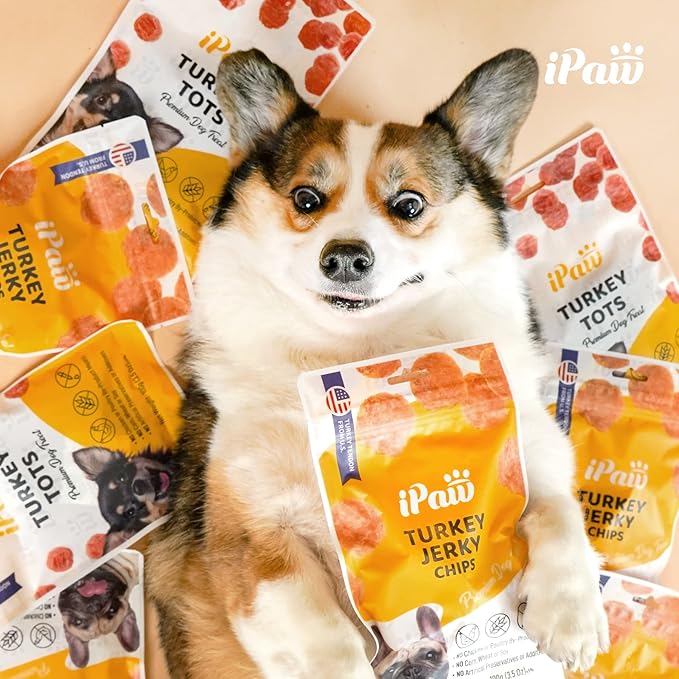 iPaw Turkey Tots Dog Treats for Puppy Training, All Natural Human Grade Dog Treat, US Sourced Raw Material, Hypoallergenic, Easy to Digest (Turkey Tots), 2 Packs