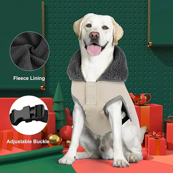 Dog Coat, Waterproof Dog Winter Jacket with Leash Hole, Reflective Adjustable Pet Fleece Sweater, Warm Snow Vest for Small Medium Large Dogs - Candy Green, 3XL