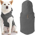 Gooby - Fleece Vest Hoodie, Small Dog Pull Over Hooded Fleece Jacket with Leash Ring, Gray, Medium