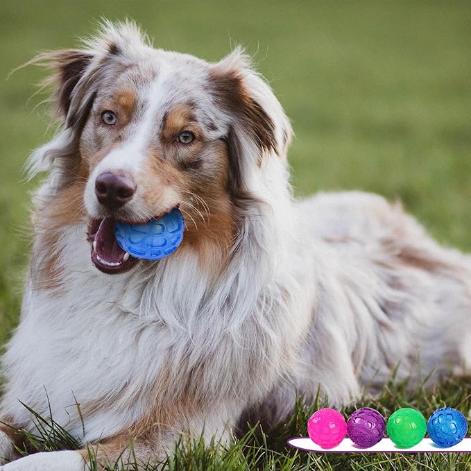 3'' Squeaky Dog Toy Balls for Lagre Medium Breed, Indestructible Dog Balls for Playing, Fetching & Retrieving, Durable Aggressive Chewers, 2 PCS Green