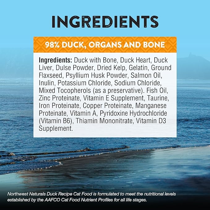 Northwest Naturals Freeze-Dried Duck Cat & Kitten Food, Grain-Free, Bite-Sized Nibbles. Healthy, Limited, Human-Grade Ingredients, Complete & Balanced, All-Natural, High-Protein Diet, USA Made, 11 oz