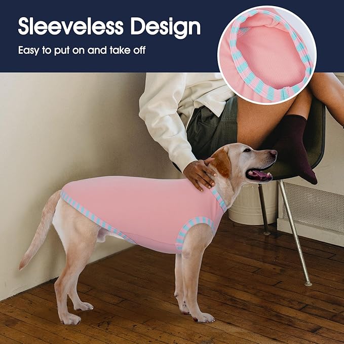 IECOii 2 Pack Great Dane Dog T Shirts | Comfortable Fabric Vest for Dogs with Sensitive Skin - Durable Fit - Spring, Summer, Fall Wear for Giant Breed, Pink+Green,5XL