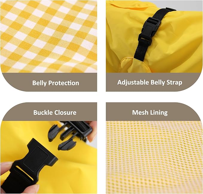 MAMORE Dog Raincoat Waterproof, Lightweight Adjustable Dog Rain Coat Hooded Poncho with Reflective Strip for Large Medium Small Dogs (Yellow, Small)