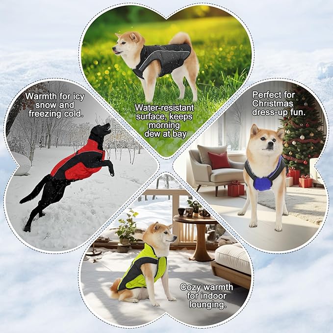 Dog Coat, Water-Resistant Dog Clothes, Warm Fleece Lining Dogs Coats, Winter Windproof Dogs Jackets with Reflective, Pet Vest for Small Medium Large Pets - 1 PCS