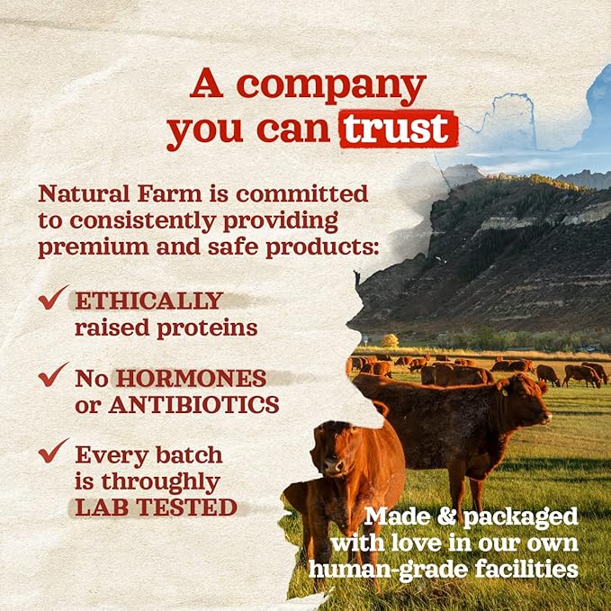 Natural Farm Dog Bones for Large Dogs (5-6 Inch, 2-Pack), 100% Beef Bone Marrow Dog Treats, High in Minerals & Vitamins, Grain-Free, Long-Lasting Bones Chews, Supports Dental Health