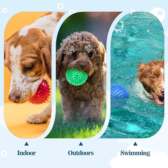 24 Pack 2.5 Inch Squeaky Dog Toy Balls Cleans Teeth and Promotes Dental and Gum Health, Spiky Dogs Chew Toys for Small, Medium & Large Dogs, Small Dog Balls for Aggressive Chewers, 8 Colors