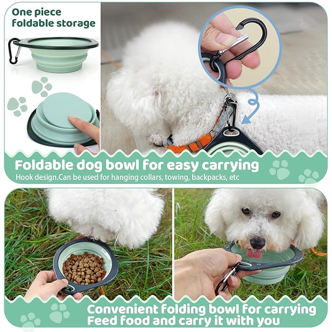 8-in-1 Pet Grooming Kit for Dogs & Cats - Includes Slicker Brush, Nail Clippers, Comb, Scissors, Toothbrush & Collapsible Bowl - Deshedding, Hair Trimming & Care Set, Travel Bag