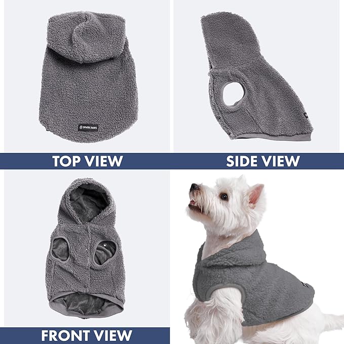 Spark Paws Teddy Dog Sweater, Sherpa Vest with Warm Fleece Lining, Winter Coat Suitable for Small Medium Large XL XXL Breeds - Grey - 2XL