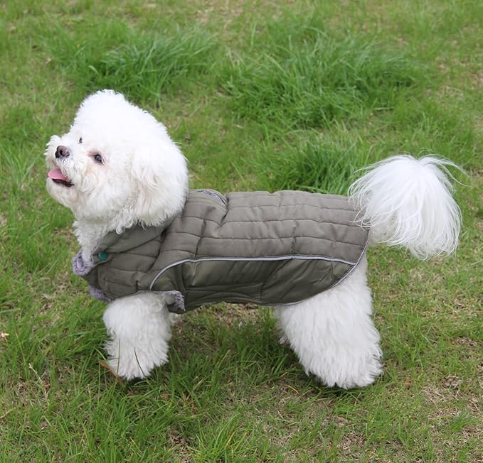 Fleece Dog Hoodie for Large Dogs Super Warm Doggie Jacket for Cold Winter Dog Coats,Green XL