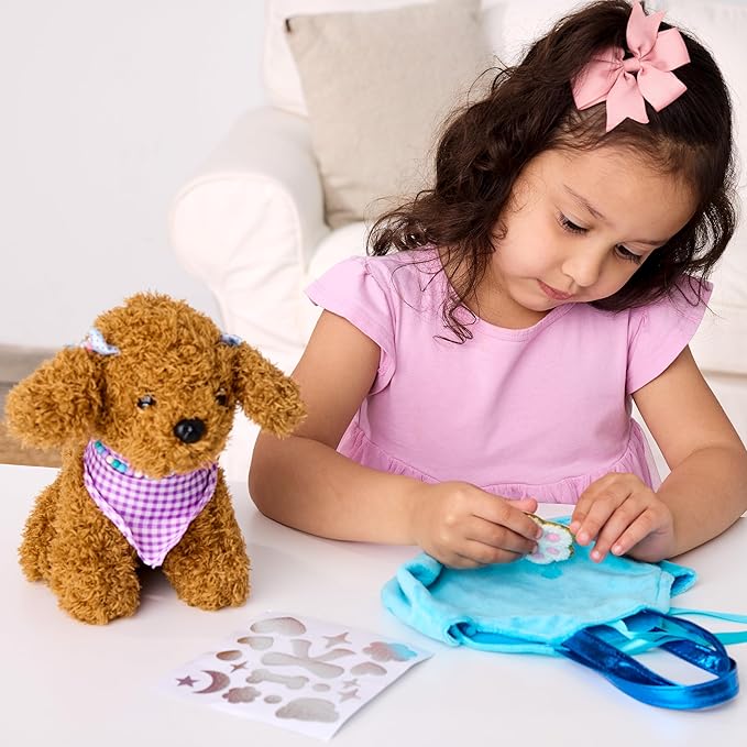 Creativity for Kids Designer Doggie Kit | Adopt, Accessorize & Decorate Your Plush Pet | Toddler Purse & BFF Jewelry Gift for Girls | Encourages Imaginative Play & Fine Motor Skills (Ages 4+)