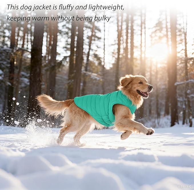 PUMYPOREITY Dog Puffer Coat with Detachable Scarf, Warm Padded Cold Weather Vest, Windproof Lightweight Snowsuit, Water Resistant Dog Winter Coats, Thermal Winter Jacket for Small Medium Large Dogs