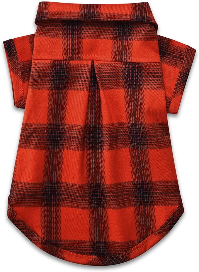 Koneseve Dog Shirt Plaid Dog Clothes for Small Dogs Boy Girl Cat Clothes Soft Puppy Outfit Adorable Pet T-Shirts Kitten Grid Costume Apparel Thanksgiving Christmas Clothing (Red#1; S/Small)