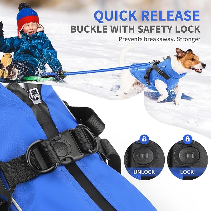 Dog Winter Coat Reflective Water-Resistant Jacket, Fleece Lined Windproof Puppy Coat with Back Zipper & D-Ring, Cold Weather Dog Coats for Small Medium Large Dogs (XL, Blue)