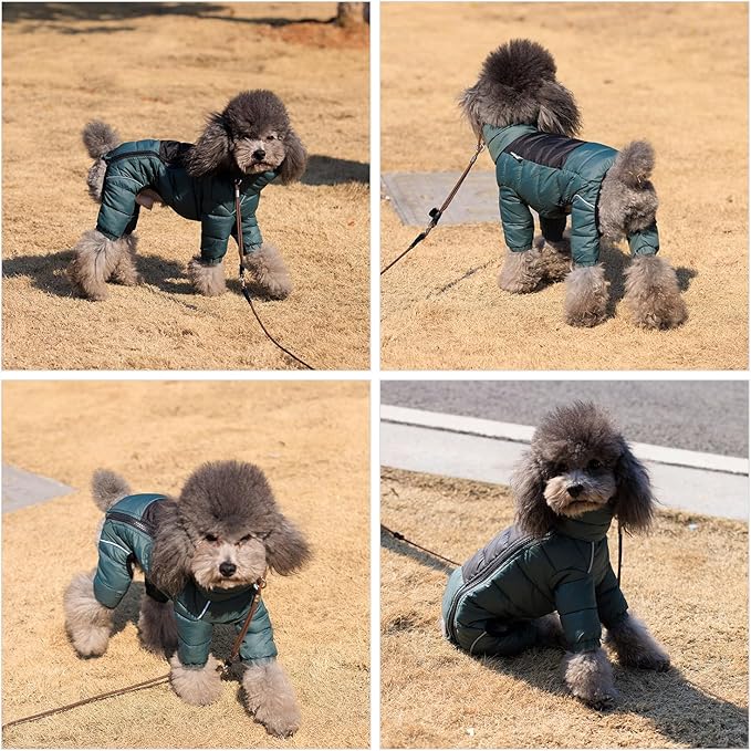 Lovelonglong Dog Coat - Warm Jacket, 4 Legs Covered Waterproof Windproof Reflective Dog Vest, Zippered Adjustable Outdoor Snow Jacket for Small to XXXXL Dogs, ArmyGreen