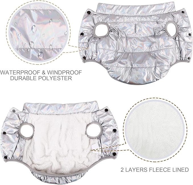ASENKU Dog Winter Coat - Waterproof Windproof Dog Jacket, Warm Snowproof Doggie Puffer Vest for Cold Weather, Lightweight Snow Coats for Small Medium Large Dogs (Silver, S)
