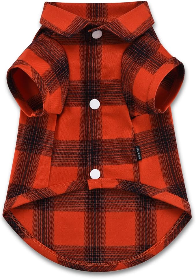 Koneseve Dog Shirt Plaid Dog Clothes for Small Dogs Boy Girl Cat Clothes Soft Puppy Outfit Adorable Pet T-Shirts Kitten Grid Costume Apparel Thanksgiving Christmas Clothing (Red#1; S/Small)