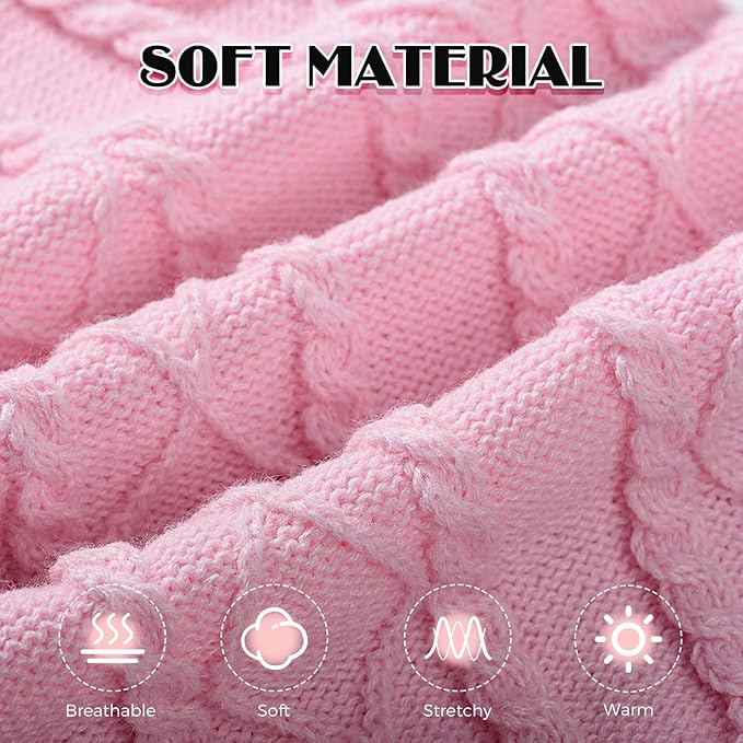 Dog Sweaters for Small Medium Large Dogs Girl, Soft Warm Turtleneck Pup Dogs Shirt, Double Knitting Collar for Outdoor Playing, Warm Dog Clothes (M,Pink)