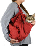 Cat-in-the-Bag Cozy Comfort Carrier - Large Red Cat Carrier Soft and Pet Carrier for Nail Trimming, Vet Visits, Medication Administration, Dental Care, and Travel