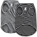 Koneseve Dog Shirt Vest Lightweight Stretchy Dog T-Shirts Soft Cool Sleeveless Stripe Vests Breathable Clothes for Puppy Kitty Cats Small Medium Large Dogs 2 Pack Black + Grey [ 5XL ]