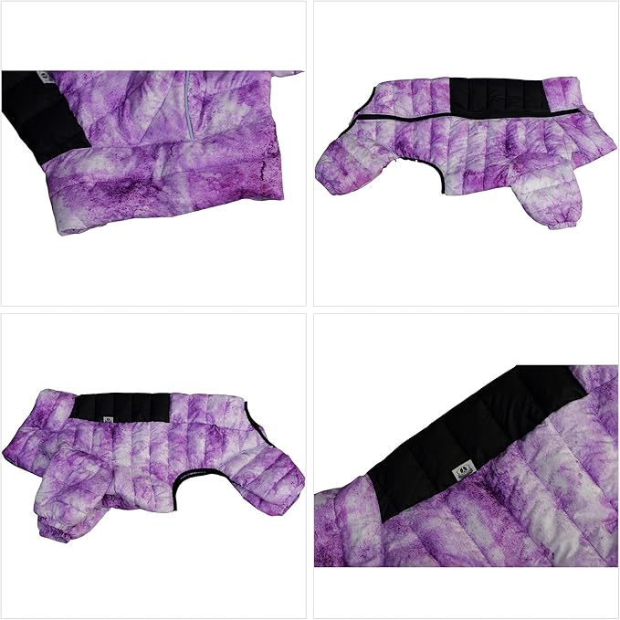Micai Warm Dog Coat - 4 Legs Covered Waterproof Windproof Reflective Vest, Zippered Adjustable Outdoor Snow Jacket for Small Medium Large Dogs - Purple XXXXL
