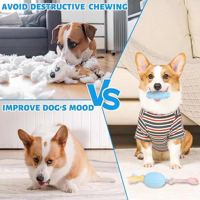 5 Pack Dog Chew Toys for Puppy Cute Blue Dog Toys Puppy Dog Toys for Teething Soft Durable Interactive Chew Toy for Small Dogs Light Blue
