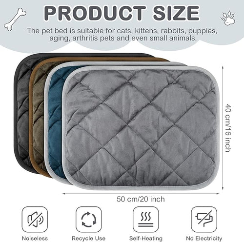 4 Pack Self Heating Cat Pad Self Warming Dog Mat Reflects Body Heat Extra Warm Thermal Pet Pad Washable Dog Cat Bed Crate Bed Mat Blanket(Mixing Colors,16 x 20 Inch)