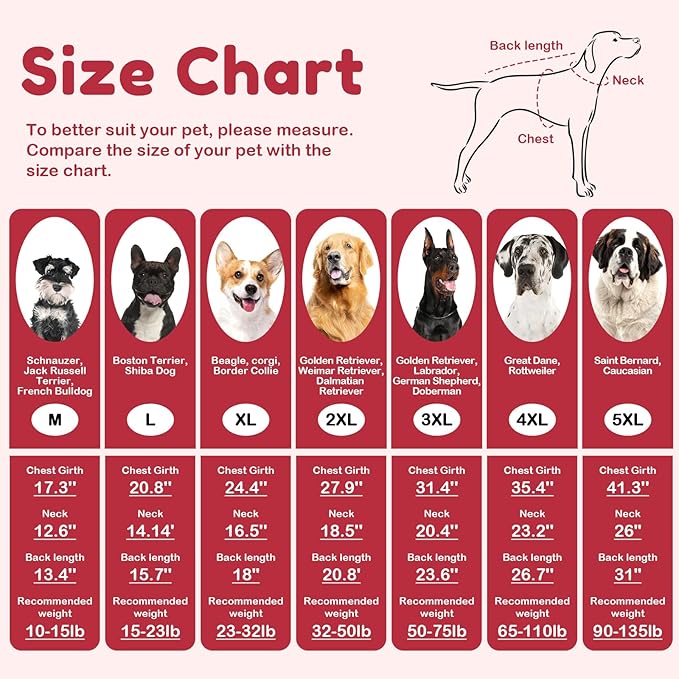 Large Dog Sweater - Turtleneck Thick Warm Doggie Christmas Sweater for Girl Boy Dogs (Red L)
