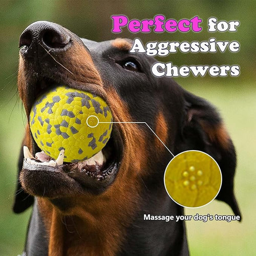 2Pcs Super Bouncy Dog Balls, Fun Indestructible Tennis Balls for Aggressive Chewers, Durable Floating Fetch Toys for Medium and Large Dogs with Lifetime Replacement