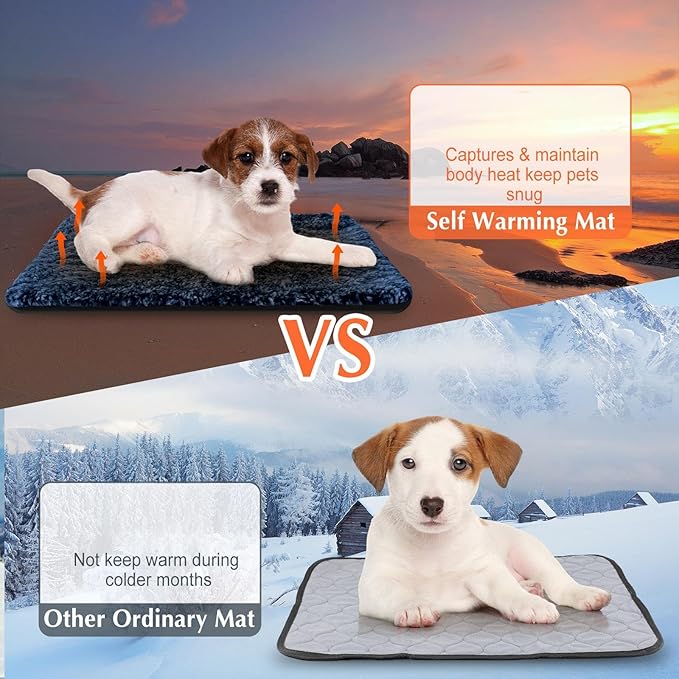 4 Pack Self Warming Cat Pads Self Heating Cat Mat Washable Homeless Dogs Thermal Pads Kennel Pad Reflects Body Heat Warm Crate Bed Mat for Indoor Outdoor Pet