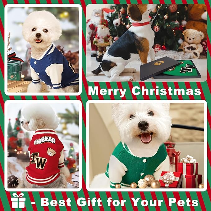 Small Dog Sweater Sweatshirt Cute Puppy Sweaters - Winter Red Warm Knitted Bear Design for Puppies (M)
