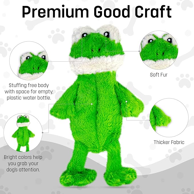 FGA MARKETPLACE Frog-Pink Rabbit Flat NO Stuffing NO Squeak Plush Dog Toy, Funny Style Will Entertain Your Pet for Hours, Recommended for Small and Medium Dog 21 INCH Long