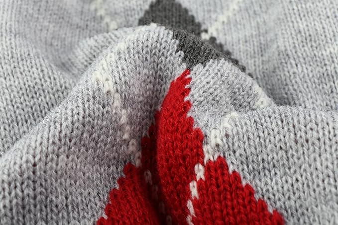 Alemon Grey Argyle Knit Pet Sweaters Clothes for Small Dogs, Classic Gray X-Small (XS) Size