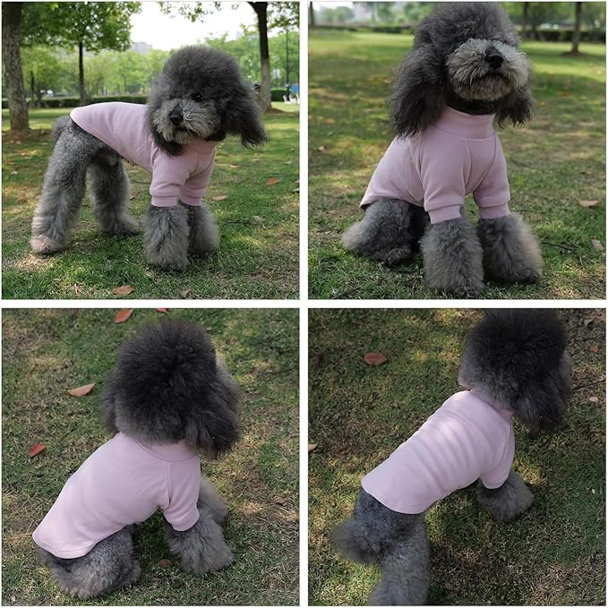 Lovelonglong Ribbed Dog T-Shirt Cotton Knitted Dog Sweaters for All Season Pet T-Shirts for Large Medium Small Dogs Light Pink XS