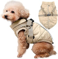 Dog Jacket with Harness,Fleece Lined Warm Puppy Coat for Winter,Soft Windproof Medium Dog Vest,Khaki L