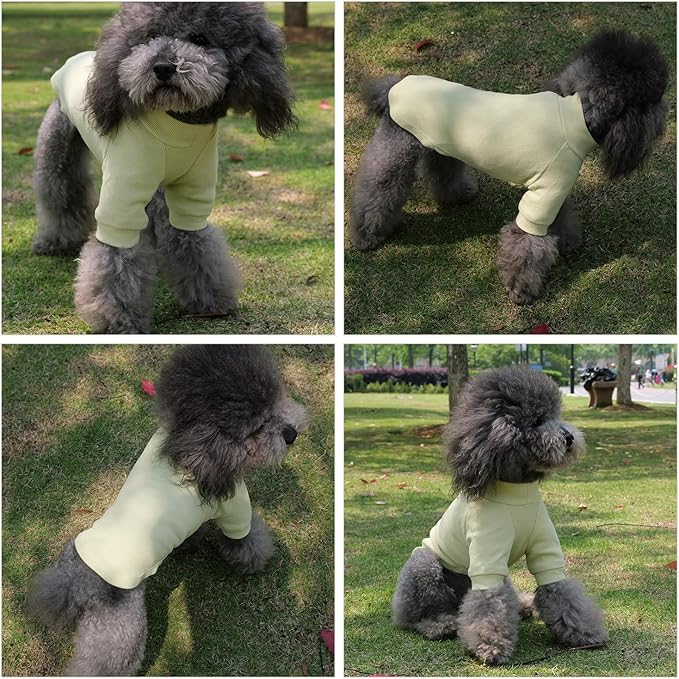 Lovelonglong Ribbed Dog T-Shirt Cotton Knitted Dog Sweaters for All Season Pet T-Shirts for Large Medium Small Dogs Chartreuse S