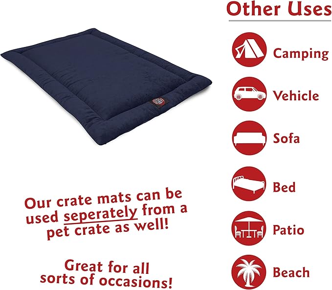 Majestic Pet Orthopedic Memory Foam Dog Crate Mat - Plush Pet Bed Pad for Crates & Kennels | USA Crafted | 24"x18" Villa Navy