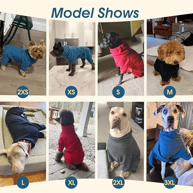 ROZKITCH Dog Fleece Sweater, Pet Windproof Warm Cold Weather Jacket Vest Cozy Jumpsuit Apparel Outfit Clothes for Small Medium Large Dog Walking Sleep 2XS