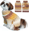 KYEESE Dog Sweater Thick Cable Knit Pet Sweater Gradient Color Small Dog Sweater Fuzzy Warm with Sleeves, Brown, X-Small