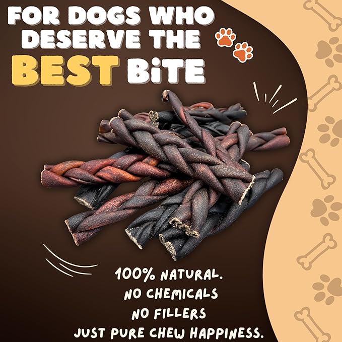 Woofley's 6 Inch Braided Collagen Sticks for Dogs - (100 Count) Bully Stick Rawhide Alternative Dog Chews No Hide Bones for Medium & Large Dogs