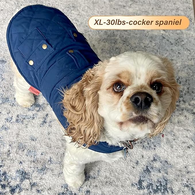 KYEESE Dog Coat Soft Pet Sweater for Cold Weather Warm Pet Winter Coat with Leash Hole Waterproof Dogs Jacket with Fleece Lined Thick Cat Clothes with Pocket Windproof Dog Puffer Coats for Small Dogs