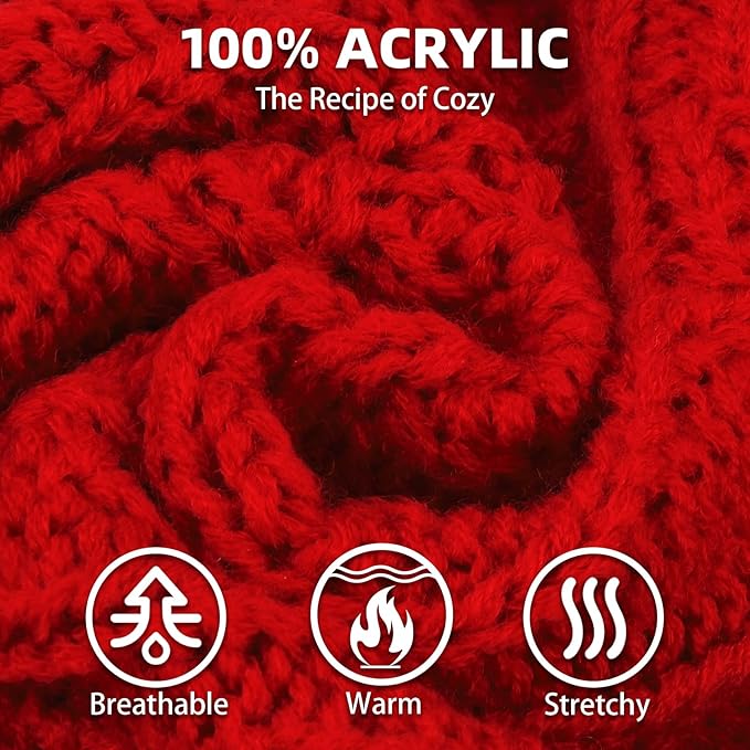 PUPTECK Dog Sweater, Turtleneck Warm Knitted Pullover Coat, Thick Cable Knitwear Clothes in Winter, Pet Apparel Outfits for Large Dogs, for Cold Weather Indoor & Outdoor, Red XL