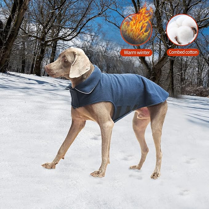 Fleece Dog Coat Winter Pet Jacket Reflective for Cold Weather for Large Medium Small Dogs(Navy,XS)