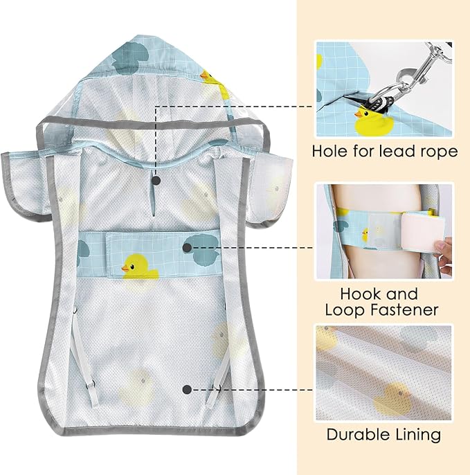 SlowTon Dog Raincoat, Adjustable Dog Rain Jacket Clear Hooded Double Layer, Waterproof Poncho with Reflective Strip Straps and Storage Pocket for Small Medium Large Dogs Puppies(DK XXL)