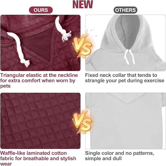 BEAUTYZOO Dog Hoodie for Small Medium Large Dogs, Winter Fall Warm Dog Clothes for Puppy S M Sized Dogs Girl Boy, Dog Sweater Shirt Hoodies with Pocket Bulldog Pitbull Cat Clothing Coat£¬Wine Red ML